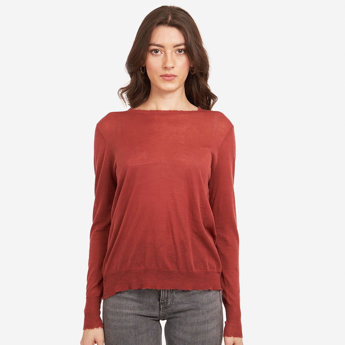 Distressed Edge Crew in Sienna