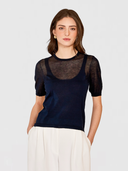 Sheer Tee W/ Shadow Tank Outline in Navy