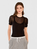 Sheer Tee W/ Shadow Tank Outline in Black