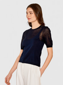 Sheer Tee W/ Shadow Tank Outline in Navy