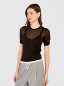 Sheer Tee W/ Shadow Tank Outline in Black
