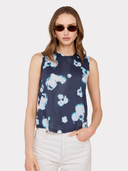 Distressed Edge Blotch Print Muscle Tee in Navy Blue Combo