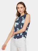 Distressed Edge Blotch Print Muscle Tee in Navy Blue Combo