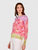 Gradient Botanic Print Distressed Crew in Pastel