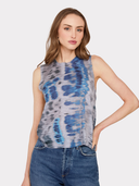 Blurred Animal Print Distressed Muscle Tee in Jeans Combo