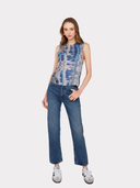 Blurred Animal Print Distressed Muscle Tee in Jeans Combo