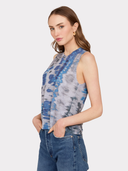 Blurred Animal Print Distressed Muscle Tee in Jeans Combo