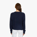 Cropped V Neck Cardigan W/ Pockets in Navy