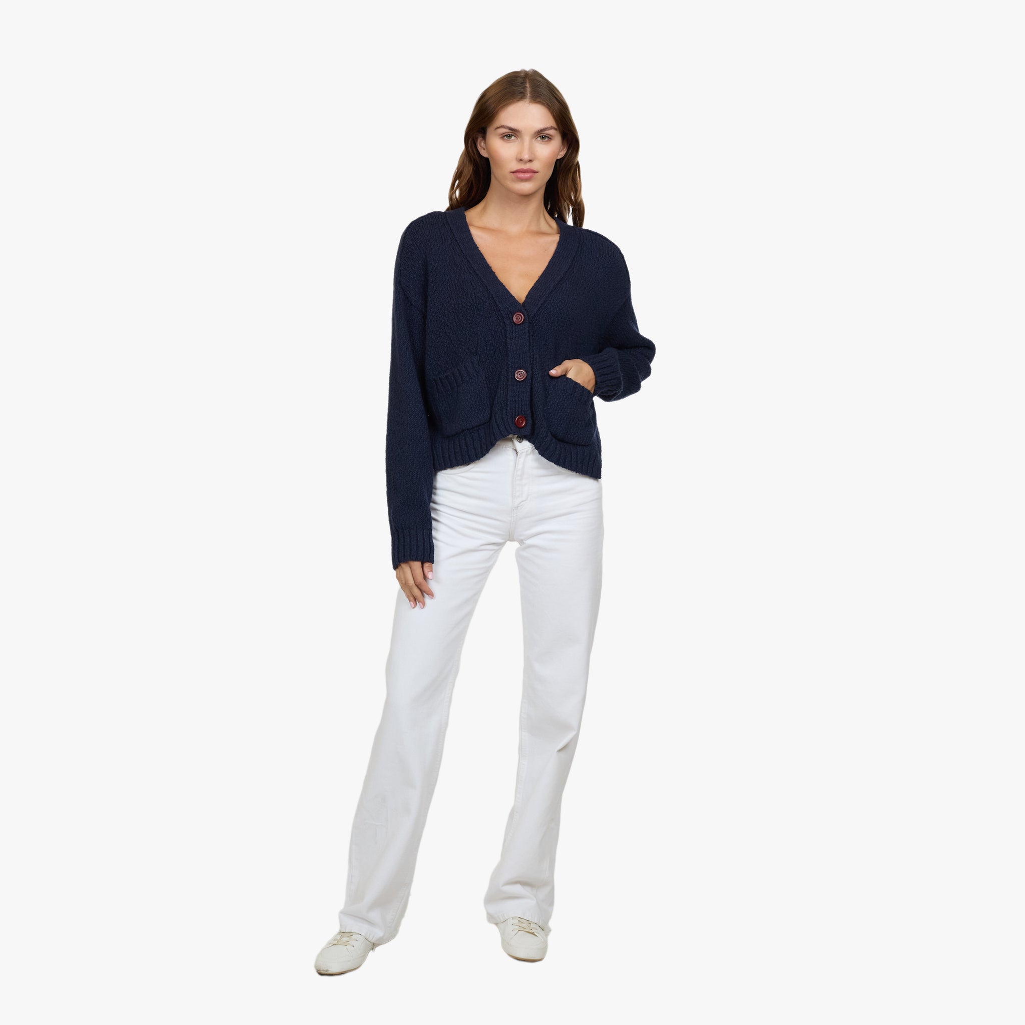 Fine Lamb & Cashmere Bulky Knit Cardigan-NAVY(18RKNTOP-04KAT) Bluebird Boulevard(ブルーバードブルバード) BLUEBIRD BOULEVARD Fine Lamb & Cashmere Bulky Knit