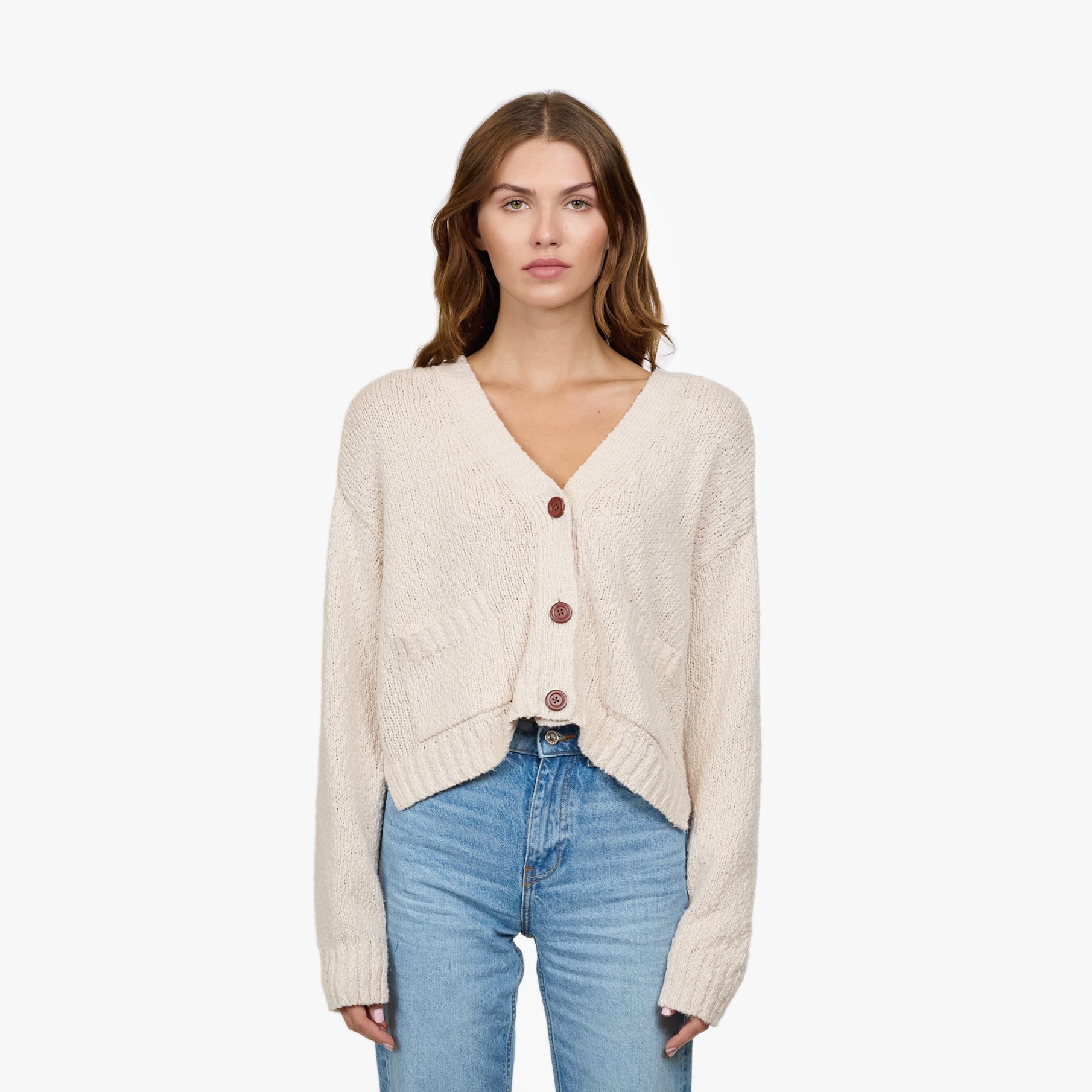 トップス L'Appartement 2023SS Knit Vneck Cardigan Saodimallsu Womens Button Down Cardigan Sweaters Cropped
