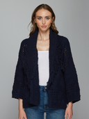 Southwest Fringed Shawl Collar Throw in Navy | Autumn Cashmere | NHT14341