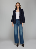 Southwest Fringed Shawl Collar Throw in Navy | Autumn Cashmere | NHT14341