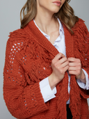 Southwest Fringed Cotton Shawl Collar Throw in Persimmon