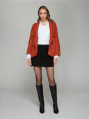 Southwest Fringed Shawl Collar Throw in Persimmon | Autumn Cashmere | NHT14341