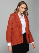 Southwest Fringed Cotton Shawl Collar Throw in Persimmon