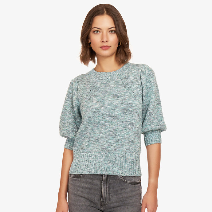 Tweedy Puff Sleeve Crew