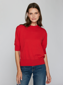 Elbow Sleeve Relaxed Crew in Maraschino