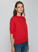 Elbow Sleeve Relaxed Crew in Maraschino