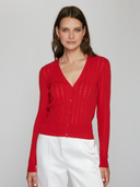 NOT14190 | Pointelle Rib Cardigan in Maraschino | Autumn Cashmere