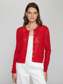 NOT14197 | L/S Mesh Cardigan w/ Floral Motif in Maraschino | Autumn Cashmere