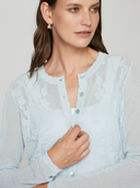 L/S Mesh Cardigan w/ Floral Motif in Tempest