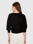 Drop Shoulder Cardigan W/ Ottoman Ribs in Black