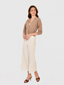 Drop Shoulder Cardigan W/ Ottoman Ribs in Mushroom