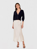 Drop Shoulder Cardigan W/ Ottoman Ribs in Navy