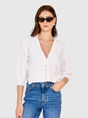 Drop Shoulder Cardigan W/ Ottoman Ribs in White