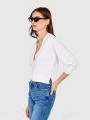 Drop Shoulder Cardigan W/ Ottoman Ribs in White