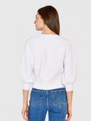 Drop Shoulder Cardigan W/ Ottoman Ribs in White