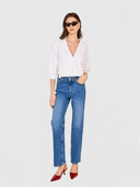 Drop Shoulder Cardigan W/ Ottoman Ribs in White