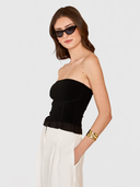 Ruffled "Corset" Tube Top in Black