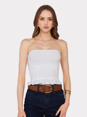 Ruffled "Corset" Tube Top in White