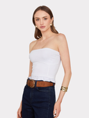Ruffled "Corset" Tube Top in White