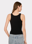 Micro Cabled V-Neck Tank in Black