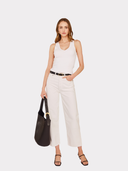 Micro Cabled V-Neck Tank in White