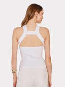 Cut Out Back Halter Tank in White