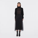 Gathered Skirt W/ Tulle in Black