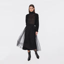 Gathered Skirt W/ Tulle in Black