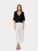 Pointelle V-Neck Cardigan in Black