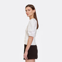 Square Neck W/ Poplin Puff Sleeve in White