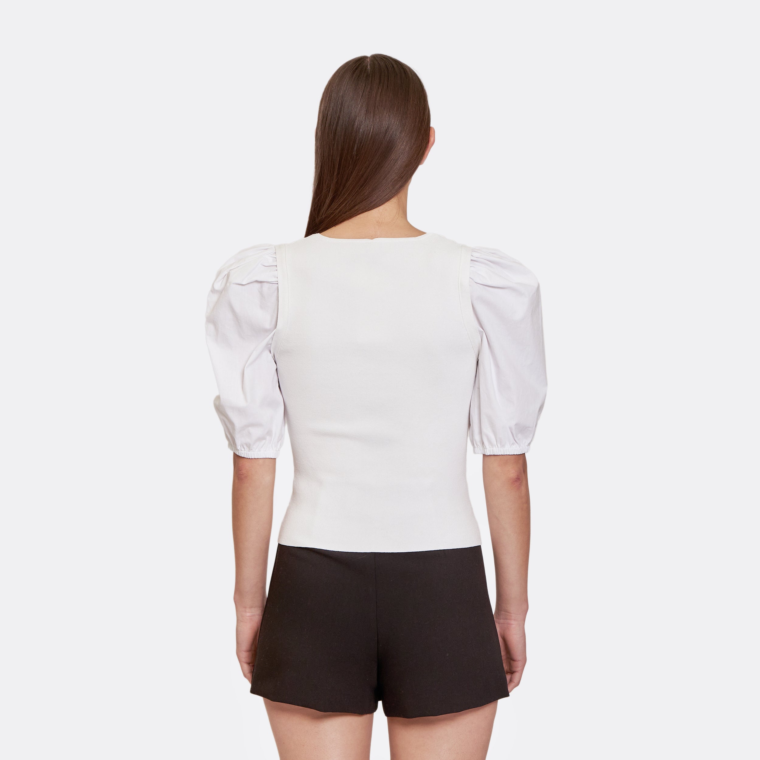 Square Neck W/ Poplin Puff Sleeve | Autumn Cashmere