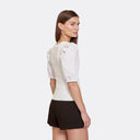 Square Neck W/ Poplin Puff Sleeve in White