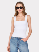 Square Neck Tank in White