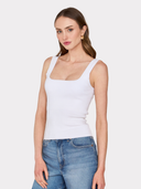 Square Neck Tank in White