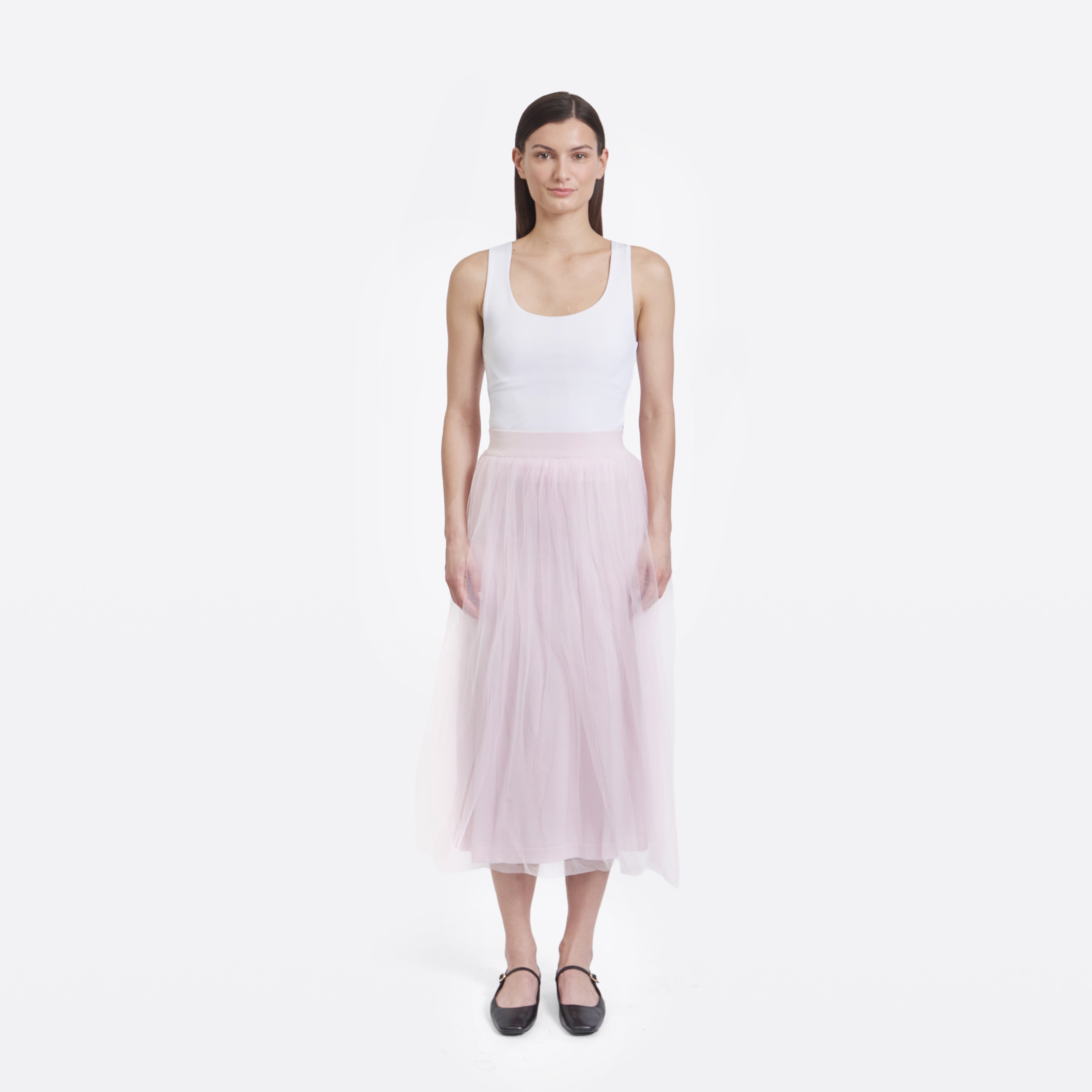 Gathered Skirt w/ Tulle in Powder Pink | Autumn Cashmere