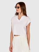 Grid Stitch Johnny Collar in White