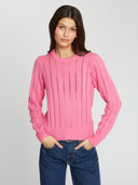 Pointelle Ladder Stitch Crew in Sugarberry | Autumn Cashmere | N13604