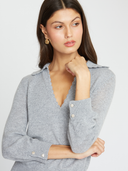 Puff Sleeve Polo w/ Hand Crochet Details | Autumn Cashmere | RPE13616